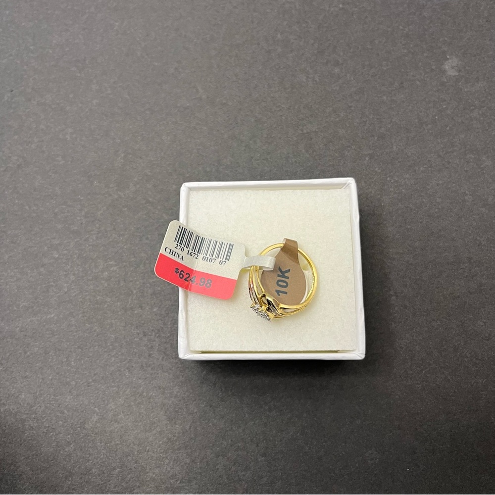 10K Yellow Gold Womens Round Diamond Heart Ring 1/3 Cttw - Picture 4 of 12